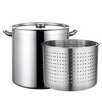 Sağlam Paslanmaz Çelik Tencere 27QT/45QT/63QT Kerevit Büyük Tencere Deniz Ürünleri Hindi Fritözü Ev ve Dış Mekan için Süzgeçli Fritöz, 40 x 40 cm