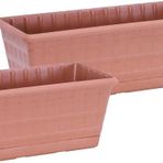 Sağlam Plastik Balkon Saksı 2'Li Set 30 cm-40 cm - Kahverengi
