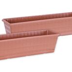 Sağlam Plastik Balkon Saksı 2'li Set 50 Cm - 60 Cm Kahverengi