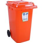 Sağlam Plastik Çöp Ve Atık Konteyneri 240 Lt Tekerlekli Turuncu