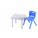 Sağlam Plastik Mandella Rubi İngilizce Desenli Çocuk Masası 1 Adet Nova Büyük Çocuk Koltuk Mavi