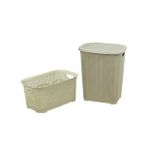 Sağlam Plastik Örgü Kirli Çamaşır Sepeti- Çamaşır Sepeti 2'li Set Çölbeji