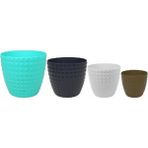 Sağlam Plastik Porselen Görünümlü Piramit Saksı 4'lü Set