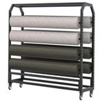 Sağlam, ticari metal sunum rafı, tekstil, vinil rulo ve duvar kağıtları için, ayarlanabilir 8 çubuklu asma raf (Y 210 cm x G 160 cm) – kumaşlar, masa örtüleri ve pencereler için ideal