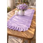 ŞAH TEXTILE DESIGN Sık fırfırlı lila pamuk keten runner 40x110