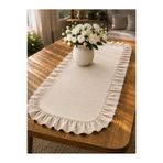 ŞAH TEXTILE DESIGN Taş rengi Sık Fırfırlı keten runner 40x110