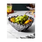 sahane & bazaar KRİSTAL DESENLİ CAM SUNUM VE DEKORATİF KASE MEYVELİK & SALATA & SERVİS SUNUM KASESİ FÜME