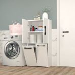 Şahane No.4 Sepetli Banyo Dolabı Beyaz-Beyaz