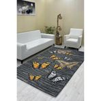 Sahaneev Luxaccessories Kelebek Desenli Halı Örtüsü (LASTİKLİ) 200 X 300 Dm-1