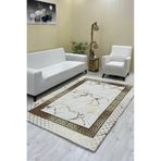 Sahaneev Luxaccessories Modern Desenli Bej,Gold, Siyah Renkte Halı Örtüsü (Lastikli) 200 X 300 DM-6