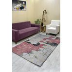 Sahaneev Luxaccessories Modern Desenli Bej,Mürdüm,Gold Renkte Halı Örtüsü (Lastikli) 200 X 300 DM-11