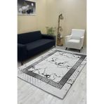 Sahaneev Luxaccessories Modern Desenli Bej,Siyah,Gri Renkte Halı Örtüsü (Lastikli) 200 X 300 DM-5