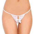 Şahanem Arkası Açık Fiyonklu Seksi Dantel String – Tanga (Beyaz, XL)