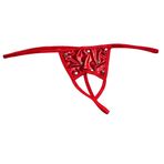 Şahanem - Kırmızı Özel Ağı Açık Seksi Metalli String-Tanga Özel Tasarım (Kırmızı, 2XL)