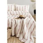 Şaheser Home Collection Aida Iplik Boyalı Nevresim Takımı, Doğal Çizgili Dokuma, %100 Pamuklu Kumaş 240X260CM - Mürdüm - 200 x 220 cm
