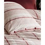 Şaheser Home Collection Avva Iplik Boyalı Nevresim Takımı, Fitted Sheet Detaylı, %100 Pamuk Çizgili Dokuma Nevresim Seti - Bordo - 200 x 220 cm
