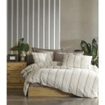 Şaheser Home Collection Avva Iplik Boyalı Nevresim Takımı, Fitted Sheet Detaylı, %100 Pamuk Çizgili Dokuma Nevresim Seti - Vizon - 200 x 220 cm