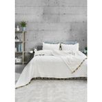 Şaheser Home Collection Clarita Jakarlı Yatak Örtüsü Seti – Boho Renkli Püskül Detaylı, %100 Pamuk Jakarlı Dokuma 240X260 cm - Krem - 240 x 260 cm