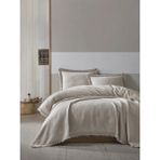Şaheser Home Collection Grace Jakarlı Yatak Örtüsü Seti, Püskül Kenar Detaylı, %100 Pamuk Jakarlı Kumaş (240×260 Cm) - Bej - 240 x 260 cm