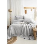 Şaheser Home Collection Julia Jakarlı Yatak Örtüsü Seti, Çiçek Kabartmalı %100 Pamuk Jakarlı Kumaş, 3 Parça Yatak Örtü Seti - Gri - 240 x 260 cm