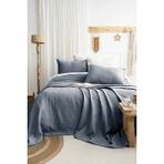 Şaheser Home Collection Julia Jakarlı Yatak Örtüsü Seti, Çiçek Kabartmalı %100 Pamuk Jakarlı Kumaş, 3 Parça Yatak Örtü Seti - Mavi - 240 x 260 cm