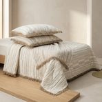 Şaheser Home Collection Lia Jakarlı Müslin Yatak Örtüsü Seti Bej 240x260 cm