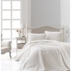 Şaheser Home Collection Liv Jakarlı Yatak Örtüsü Seti, Minimal Desenli %100 Pamuk Jakarlı Kumaş, 3 Parça Yatak Örtüsü Takımı - Krem - 240 x 260 cm