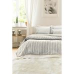 Şaheser Home Collection Nives Iplik Boyalı Nevresim Takımı, Doğal Çizgili Tasarım, %100 Pamuklu Nevresim Seti - Antrasit - 200 x 220 cm
