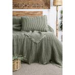 Şaheser Home Collection Norah Jakarlı Waffle Pike Takımı – %100 Pamuk, Çift Kişilik Doğal Dokulu Yatak Örtüsü - Haki