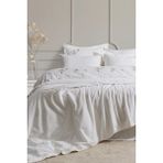 Şaheser Home Collection Roman %100 Pamuk Nakışlı Nevresim Takımı, Zarif Çiçek Motifli - Beyaz - 200 x 220 cm