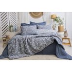 Şaheser Home Collection Şaheser Home Rebel Jakarlı Müslin Nevresim Takımı | %100 Pamuk Ipliği Boyalı - Mavi - 200 x 220 cm