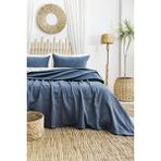 Şaheser Home Collection Silvia Jakarlı Yatak Örtüsü Seti, %100 Pamuk Jakarlı Kumaş, Nefes Alabilir, 3 Parça Yatak Örtü Seti - İndigo - 240 x 260 cm