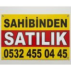 Sahibinden Satılık Branda Tabelası, Sarı-Kırmızı, Kalın Branda, Metal Delikli Köşeler, 70x100 cm