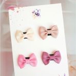 Sahici Anne 4'lü Mini Kurdele Fiyonk Saçsız Bebek Tokası Seti, 3 cm Seyrek Saçlı Bebeklere Özel Tokalar - Soft Pembe