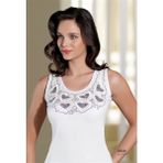 Şahinler B338 Nakışlı Likralı Beyaz Kadın Atlet