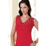 Şahinler B398 Dantelli V Yaka Kırmızı Kadın Atlet