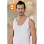 Şahinler Erkek Beyaz 6'lı Paket%100 Pamuk Atlet Me002, BEYAZ, S