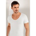Şahinler Erkek Kısa Kollu Geniş Yaka 6 Adet Likralı Atlet 084-085 - XL - Beyaz