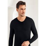 Şahinler Erkek Siyah Uzun Kollu V Yaka Atlet ME075-SH, XL