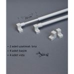 Şahinsoy Perde 30 -50 cm Briz Çubuğu Ayarlanabilir 2 Adet Alüminyum Perde Borusu 4 Adet Başlık - Beyaz - 30 - 50