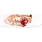 Sahira Jewelry 14 Ayar Rose Gold Kaplama Kalp Ritmi Ayarlanabilir Yüzük