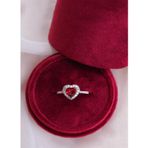 Sahira Jewelry Kalp Baget Kırmızı Taşlı Ayarlanabilir Kadın 14 K Rose Altın Kaplama Yüzük