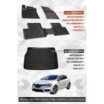 Sahler Renault Megane 4 Sedan 2016+ Uyumlu 4.5d Premium Havuzlu Oto Paspas ve Liner Marka 3D Kulaklı Bagaj Havuzu - Siyah