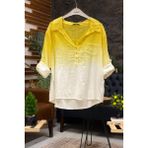 Sahnemoda Batik Desen Yakalı Yarım Düğmeli Gömlek - Sarı - L - XL