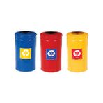 Şahnur 3 Lü Boyalı Çöp Kovası Kağıt Plastik Geri Dönüşüm Kutusu