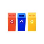 Şahnur 3 Lü Boyalı Kare Metal Kağıt Plastik Geri Dönüşüm Çöp Kovası