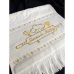 Sahra Çeyiz Nakış Kişiye Özel Isim Işlemeli Kadife Etamin Mutfak El ve Fırın Havlusu - 30 x 50 cm - Gold