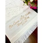 Sahra Çeyiz Nakış Kişiye Özel Isim Işlemeli Kadife Etamin Söz Havlusu - Bej - 50 x 90 cm
