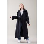 Sahra Çeyiz Nakış SahraAfra Creed Kadın Oversize Astarlı Trençkot - Siyah - 36