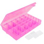 Sahte Tırnak Konteyneri, COSICS Parlak Pembe 36 Gird Plastik Nail Art Organizatörleri Ayarlanabilir Bölücülerle Saklama Kutusu, Sahte Takı Elmaslar Tılsımlar Tırnak 3D Süslemeler Manikür Aksesuar Tutucu Kılıf